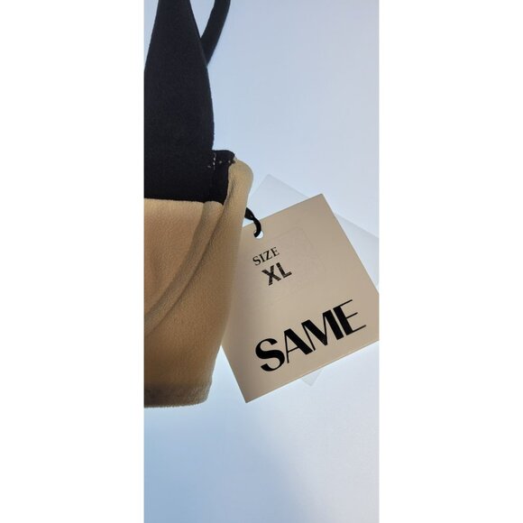 SAME LOS ANGELES BIKINY TOP XLarge WOMENS Beige/Black UNDERWIRE Faux Suede  SWIM - Picture 6 of 10